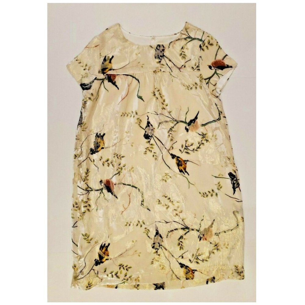NEW ZARA GIRL VELVET DRESS W GOLD METALLIC THREAD - SZ 13 14 164